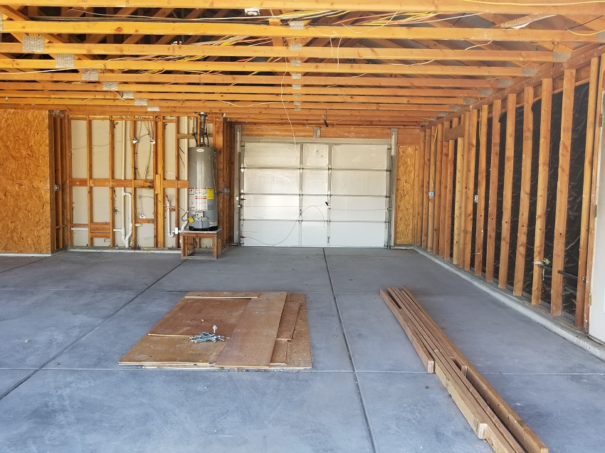 interior garage demolition after